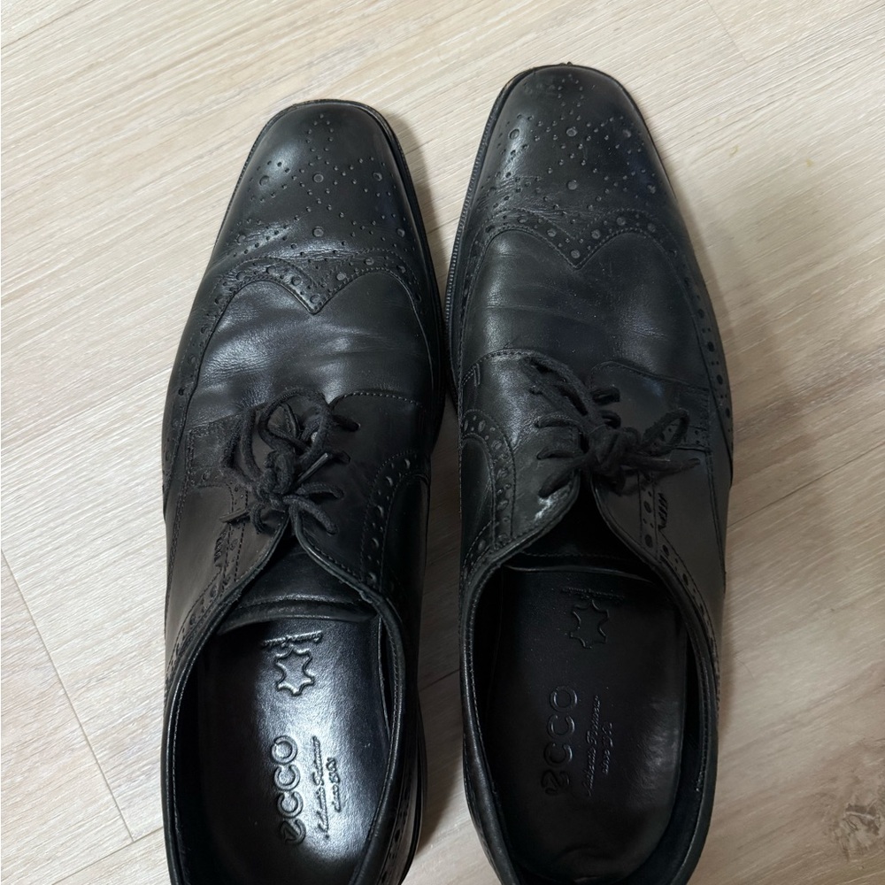 Ecco Black Leather Wingtip Oxford Dress Shoes